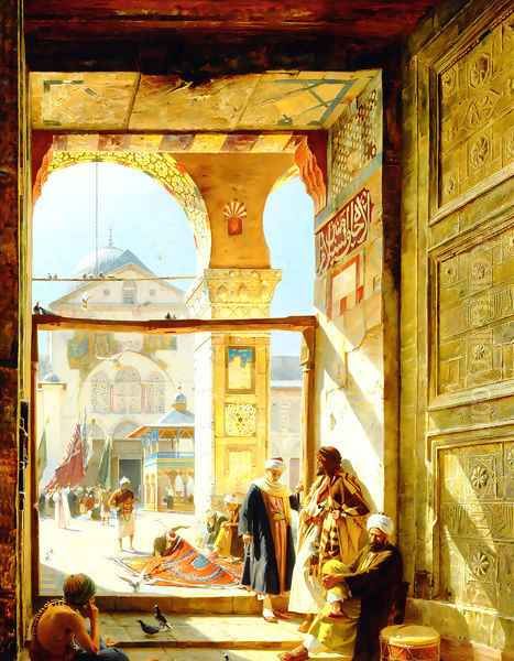 Gate of the Great Mosque, Damascus Oil Painting by Gustave Bauernfeind