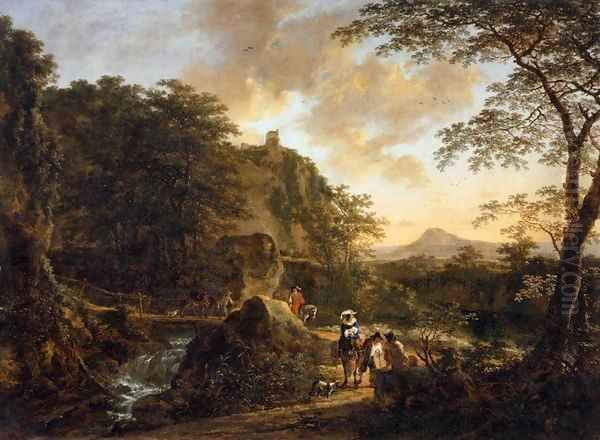 Landscape with a Peasant Woman on a Mule Oil Painting by Jan Both