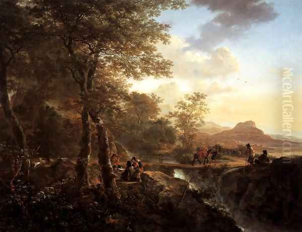 Italian Landscape with Draughtsman 1650 Oil Painting by Jan Both