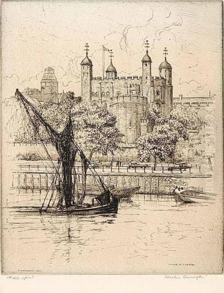 Tower Of London #1st State Oil Painting by Caroline Helena Armington