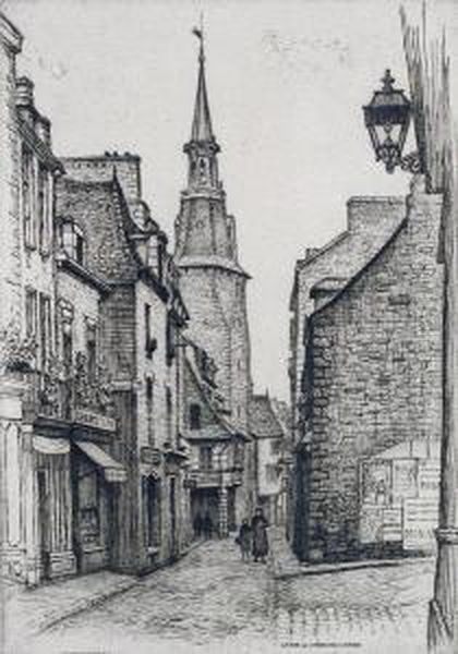 La Rue De L'horloge A Dinan Oil Painting by Caroline Helena Armington