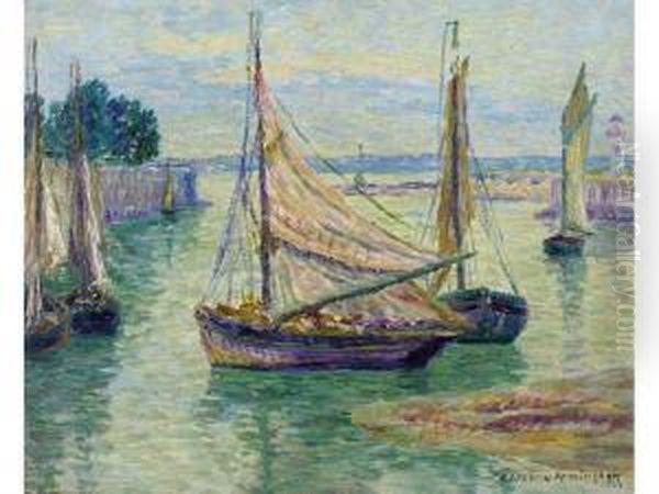 Barques De Peche A Honfleur; 1922 Oil Painting by Caroline Helena Armington