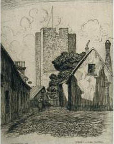 Street In Visby, Sweden; 1928 Oil Painting by Caroline Helena Armington