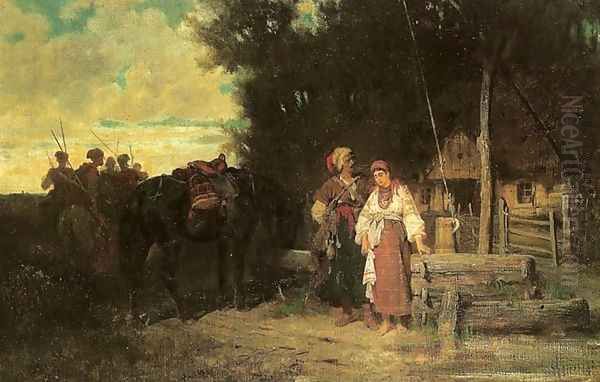 Farewell Oil Painting by Josef von Brandt