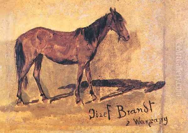 Study of a Horse Oil Painting by Josef von Brandt