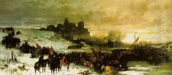 Czarniecki at the battle of Koldynga Oil Painting by Josef von Brandt