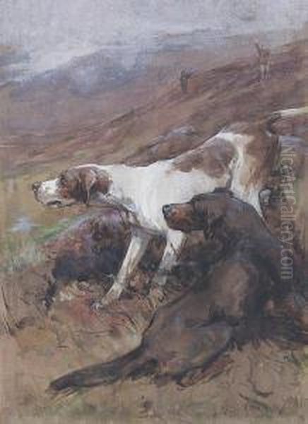 A Hunting Party On A Moor Oil Painting by George Denholm Armour