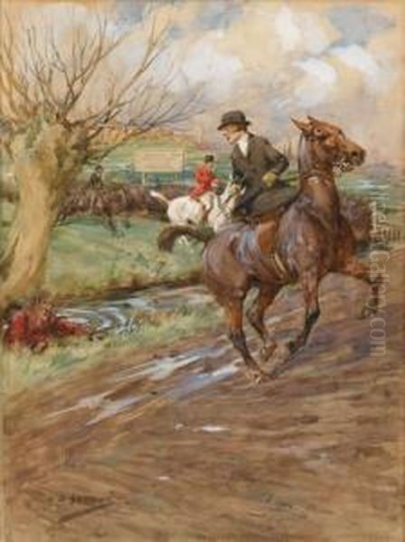 Fox Hunting Scene Oil Painting by George Denholm Armour