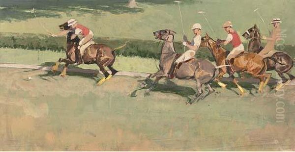 A Game Of Polo Oil Painting by George Denholm Armour