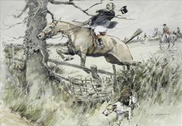 A Foxhuntingscene, An Exchange Of Hospitality Oil Painting by George Denholm Armour