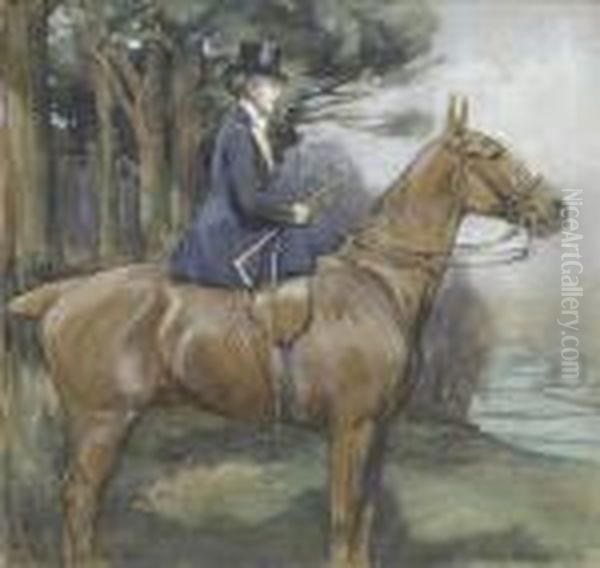 A Foxhuntingscene, An Elevated View Oil Painting by George Denholm Armour