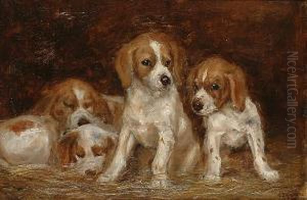 Four Puppies Oil Painting by George Denholm Armour