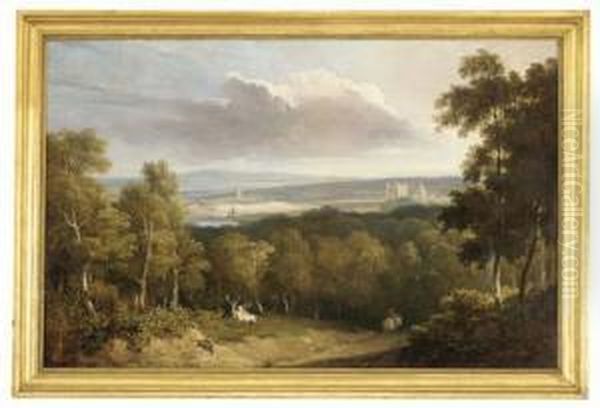 Rochester With Chatham Beyond Oil Painting by George Arnald