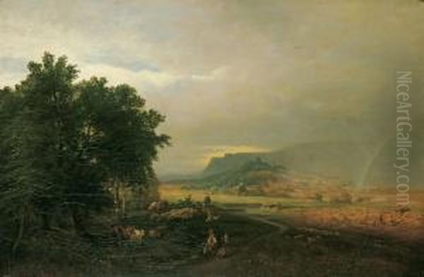 Blick Auf Die Burg Regenstein Im Harz Oil Painting by Albert Arnz