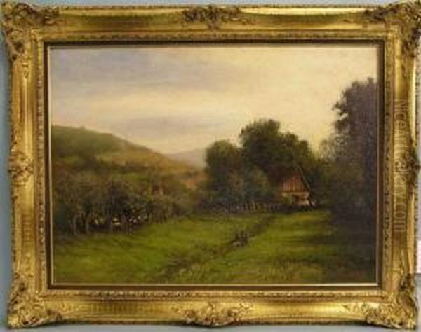 Westfalische Landschaft Mit Altem Bauerngehoft Oil Painting by Albert Arnz