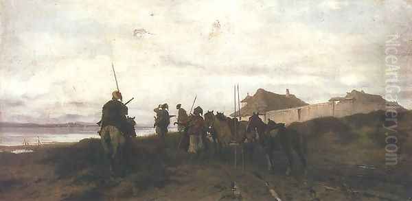 Zwiad kozacki Oil Painting by Josef von Brandt