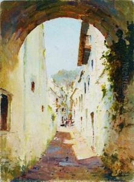 Calle Andaluza Oil Painting by Jose Arpa Y Perea