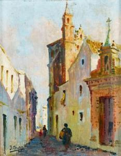 Calle Andaluza Oil Painting by Jose Arpa Y Perea