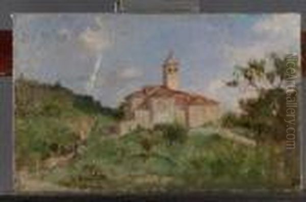 Paesaggio Con Chiesetta Oil Painting by Carlo Arpini