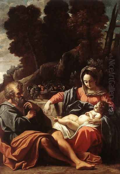 The Holy Family c. 1610 Oil Painting by Sisto Badalocchio