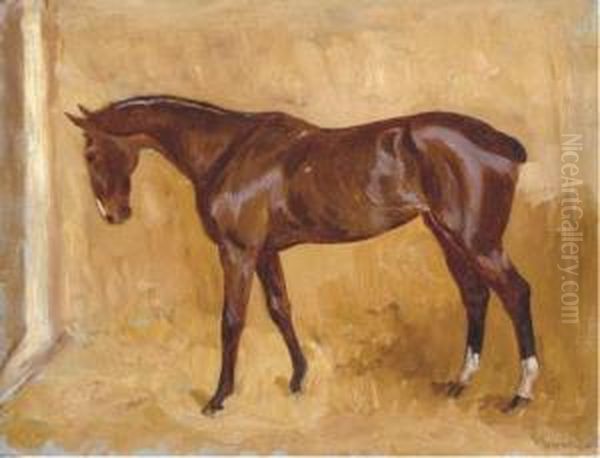 Cheval Dans Son Box Oil Painting by Carl Georg Arsenius