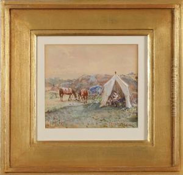 Faltlager, Signerad O Daterad J Arsenius 87 Oil Painting by John Arsenius