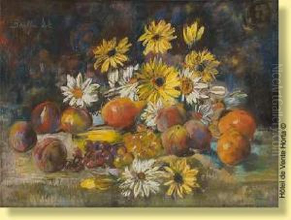 Composition Aux Fleurs Et Aux Fruits Oil Painting by Berthe Art