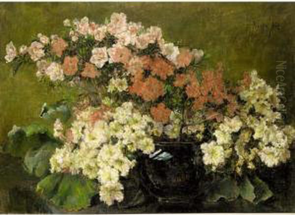 A Still Life With Azalea Oil Painting by Berthe Art