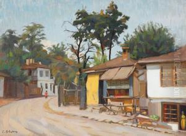 Street In Turtucaia Oil Painting by Constantin Artachino