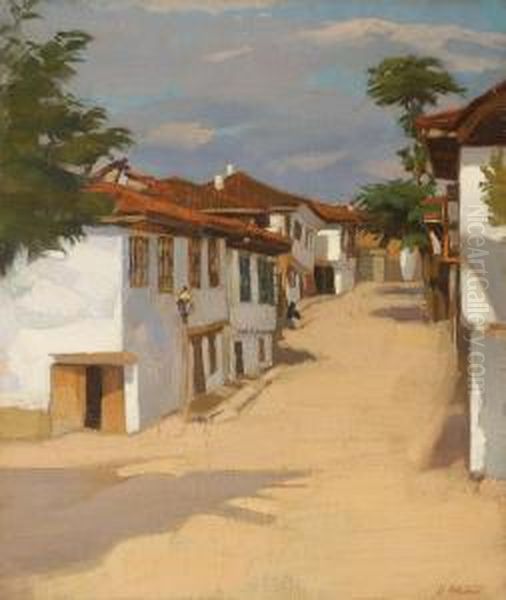 Peisaj Cu Case La Balcic Oil Painting by Constantin Artachino