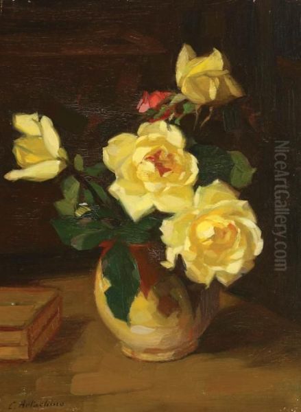 Yellow Roses Oil Painting by Constantin Artachino