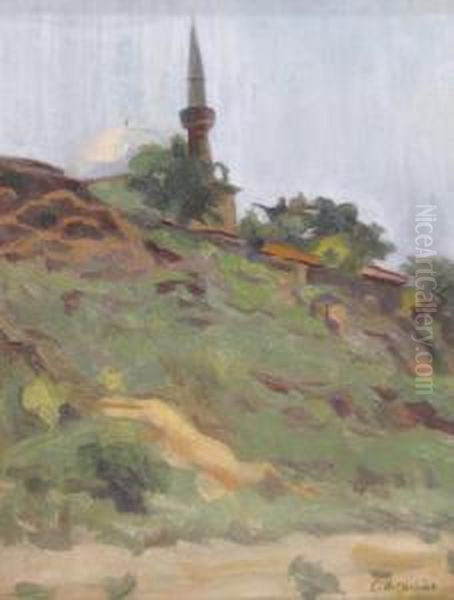 Landscape With Mosk Oil Painting by Constantin Artachino