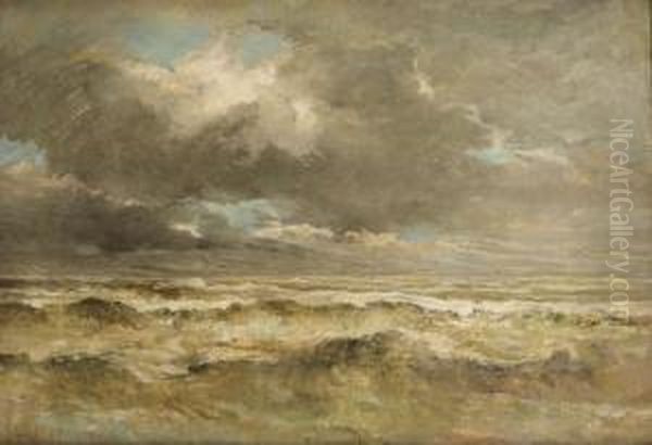 Marine Bij Bewolkte Hemel Oil Painting by Louis Artan De Saint-Martin