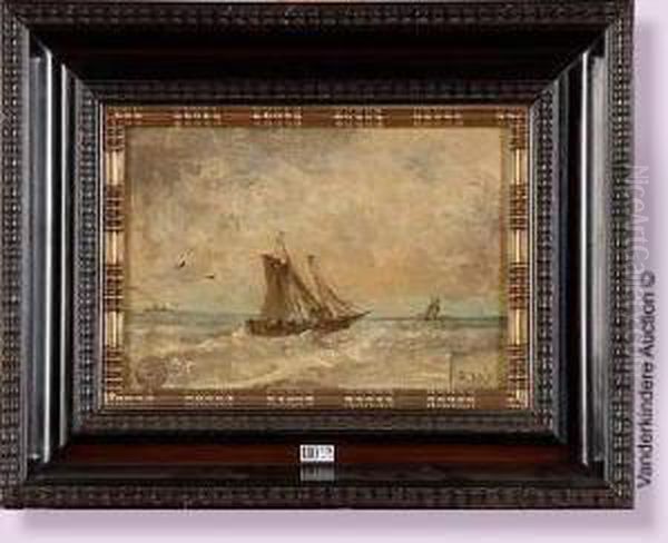 Bateaux De Peche Oil Painting by Louis Artan De Saint-Martin