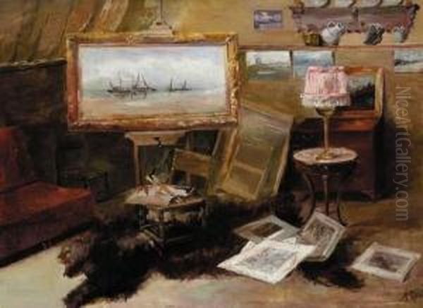 Dans L'atelier Oil Painting by Louis Artan De Saint-Martin