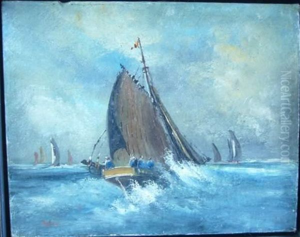 Marine. Oil Painting by Louis Artan De Saint-Martin