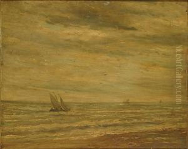 Voiliers En Mer Oil Painting by Louis Artan De Saint-Martin