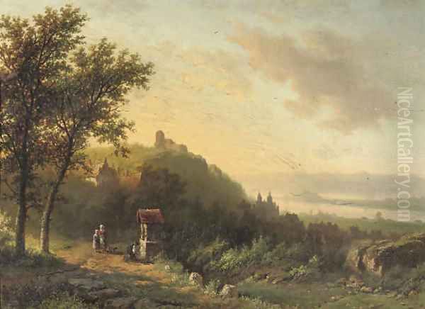 On the outskirts of a riverside town Oil Painting by Willem Bodemann