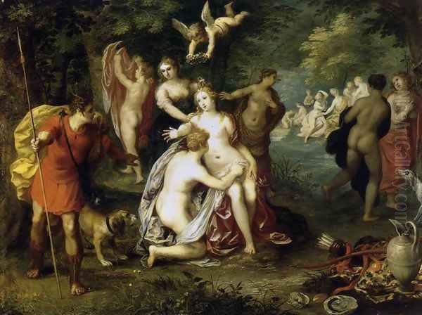 Diana Turns Actaeon into a Stag c. 1605 Oil Painting by Hendrik van Balen