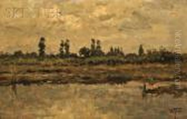 View Of A Dutch Polder Landscape Oil Painting by David Adolf Constant Artz