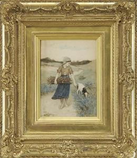 The Young Fagot Gatherer Oil Painting by David Adolf Constant Artz