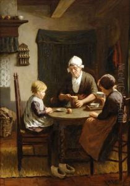 Hollandische Familie Beim Mittagsmahl. Oil Painting by David Adolf Constant Artz