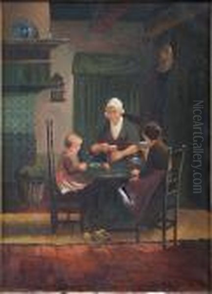 Family Meal Oil Painting by David Adolf Constant Artz