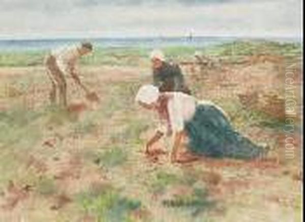 Potato Gatherers Oil Painting by David Adolf Constant Artz