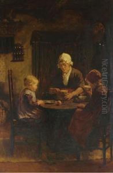 A Midday Meal Oil Painting by David Adolf Constant Artz