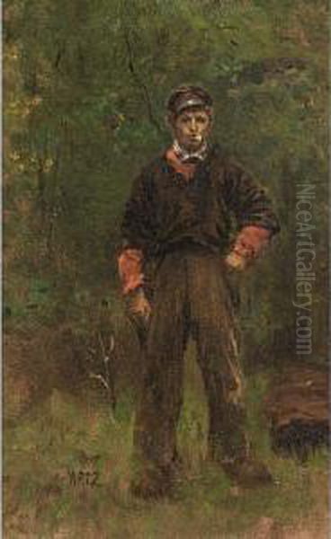 A Fisherman Oil Painting by David Adolf Constant Artz