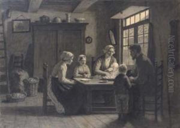 Before Supper Oil Painting by David Adolf Constant Artz