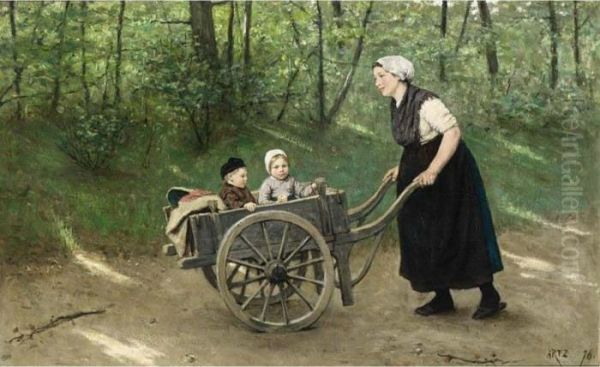 A Stroll In The Pushcart Oil Painting by David Adolf Constant Artz