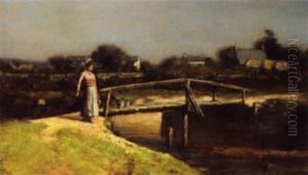 Bridge Oil Painting by David Adolf Constant Artz