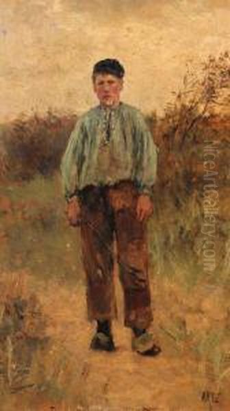 Portrait Of A Young Cowherd Oil Painting by David Adolf Constant Artz